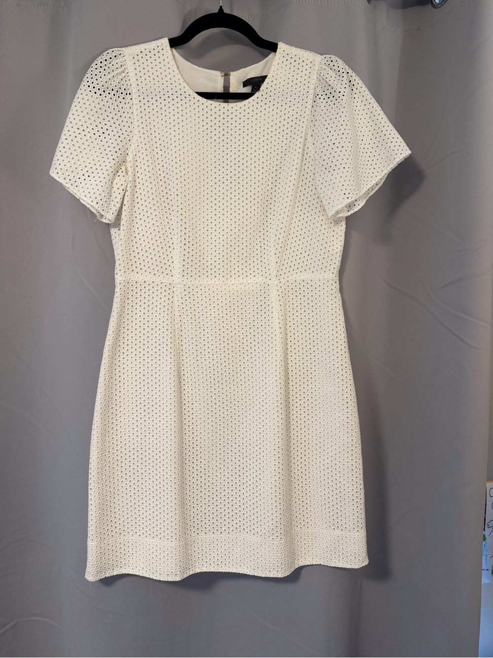 J. Crew White Eyelet Short Sleeve A-Line Dress